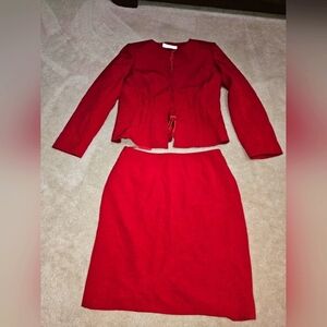 TAHARI ARTHUR LEVINE ASL SZ 6P RED SKIRT SUIT ♥️